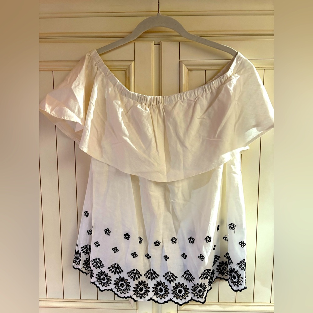 Elegant Off-Shoulder White and Black Top